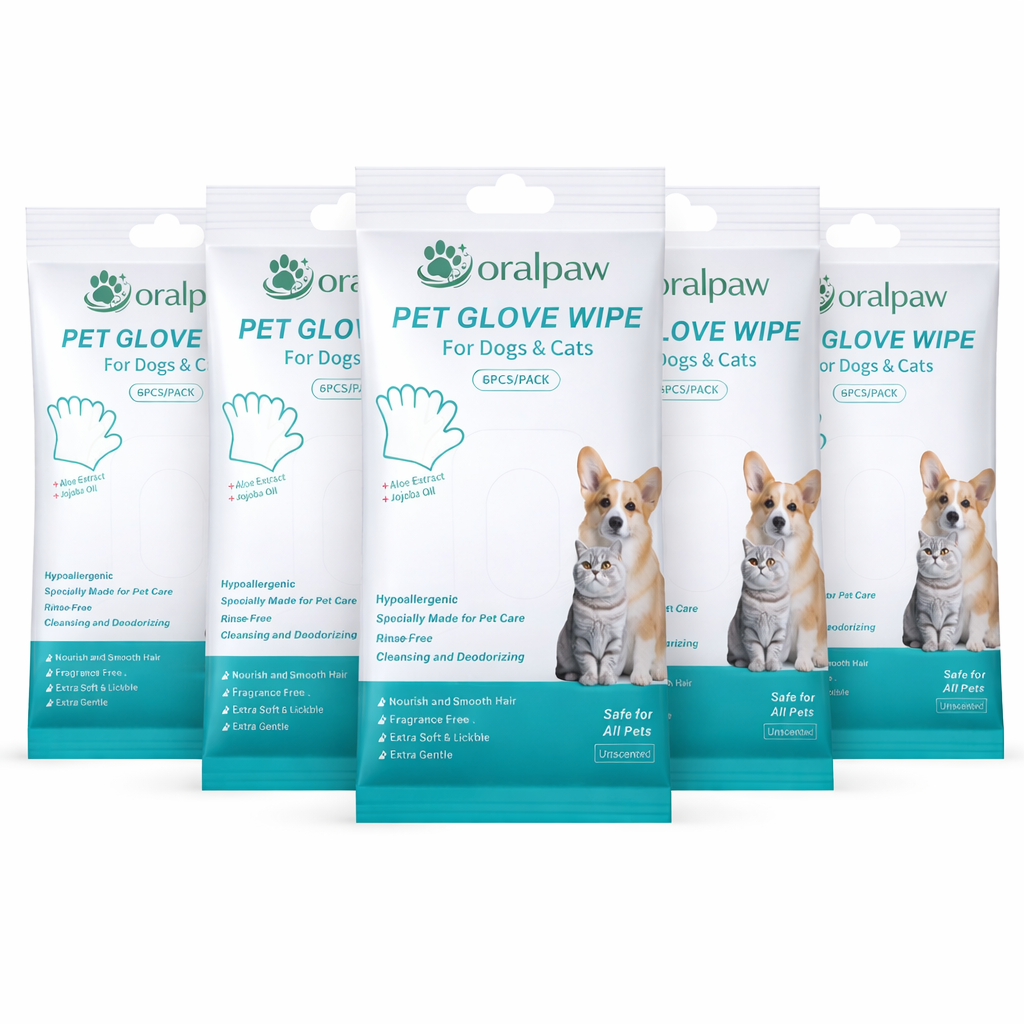 OralPaw™ Rinse-Free Dog Shampoo Mitts –Pet Bath Glove Wipe