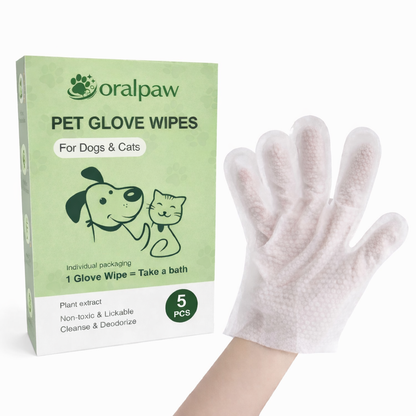 OralPaw™ No-Rinse Pet Glove Wipes for Dogs & Cats