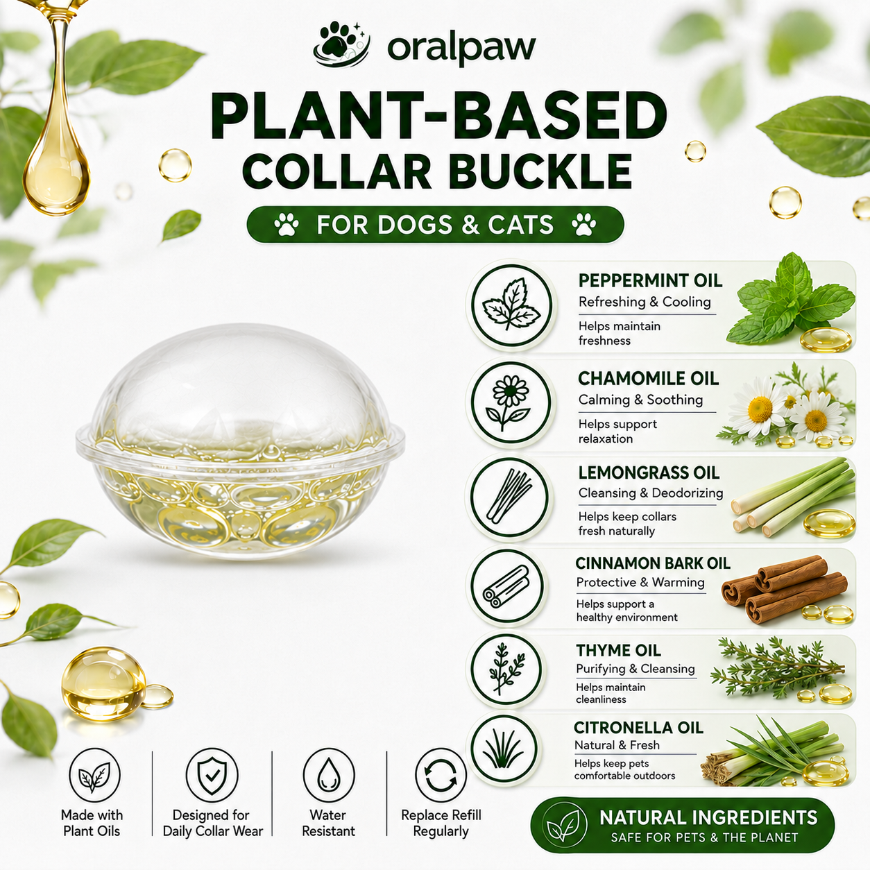 Peauvelle™ Flea & Tick Collar for Dogs – Natural Plant-Oil Protection