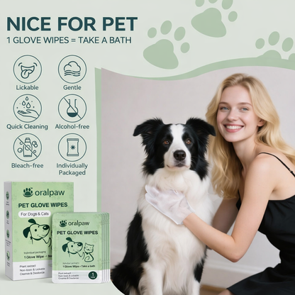 OralPaw™ No-Rinse Pet Glove Wipes for Dogs & Cats