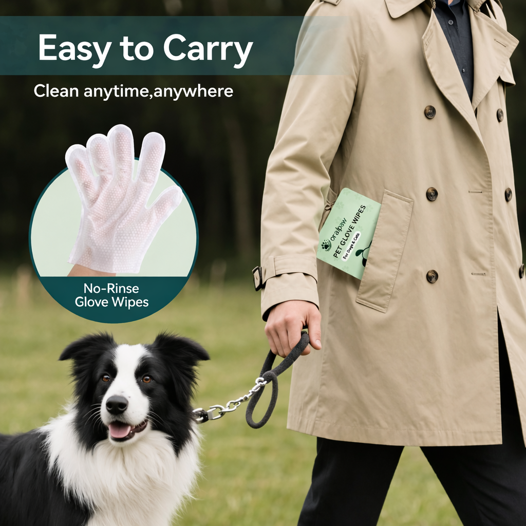 OralPaw™ No-Rinse Pet Glove Wipes for Dogs & Cats