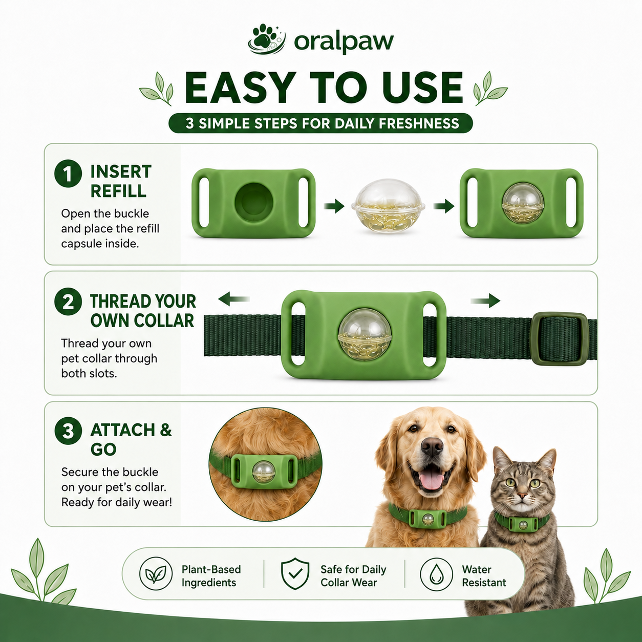 Oralpaw™Pets Worming Collar Buckles| 60 Days Flea &Tick Free