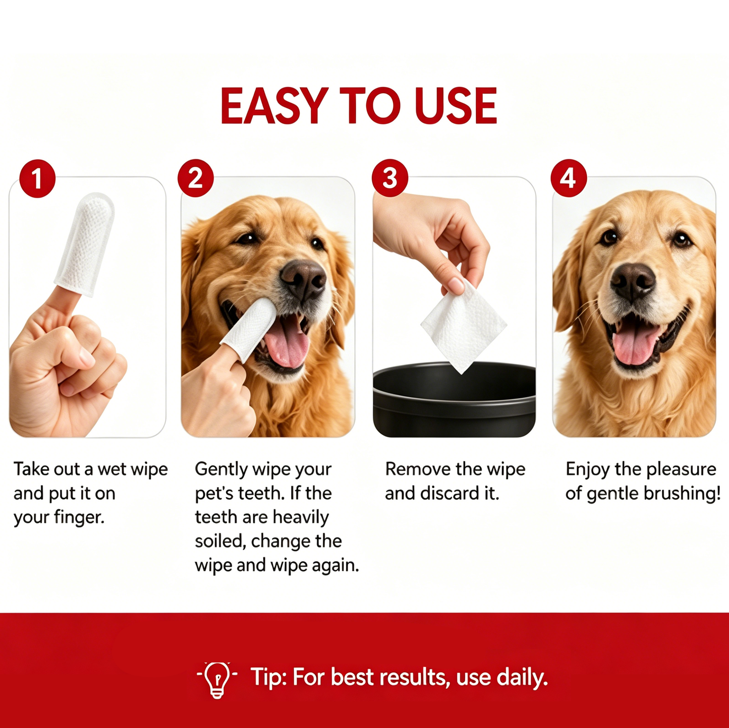 Oralpaw™ Dog & Cat Dental Finger Wipes – 50 Count