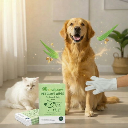 OralPaw™ No-Rinse Pet Glove Wipes for Dogs & Cats