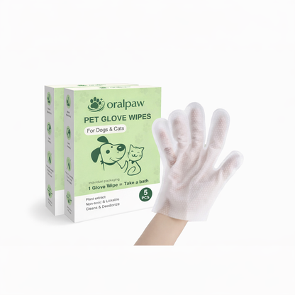 OralPaw™ No-Rinse Pet Glove Wipes for Dogs & Cats