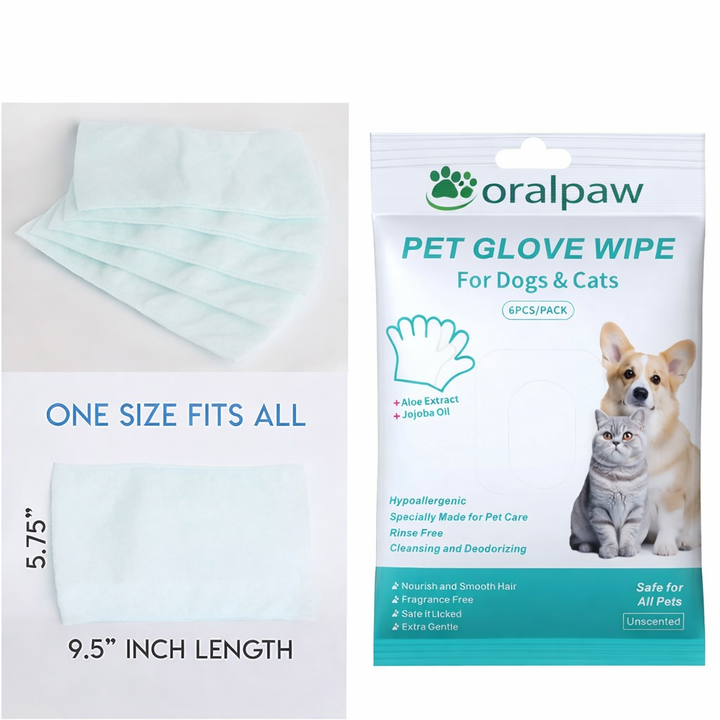 OralPaw™ Rinse-Free Dog Shampoo Mitts –Pet Bath Glove Wipe
