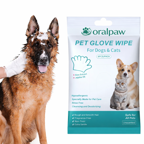 OralPaw™ Rinse-Free Dog Shampoo Mitts –Pet Bath Glove Wipe